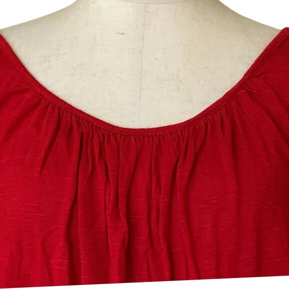 Lavish Red Smocked Hem Peasant Blouse Size S Off Shoulder - Picture 3 of 8